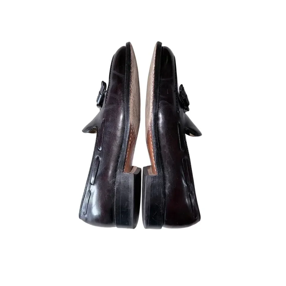 Vintage Johnston & Murphy oxblood red leather driving loafers tassels USA 8.5D